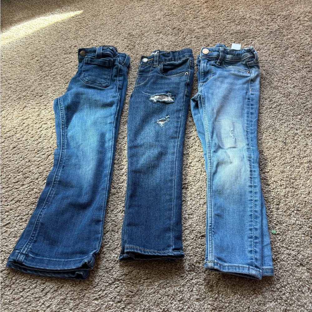 Set of Three Blue Denim Jeans for Kids